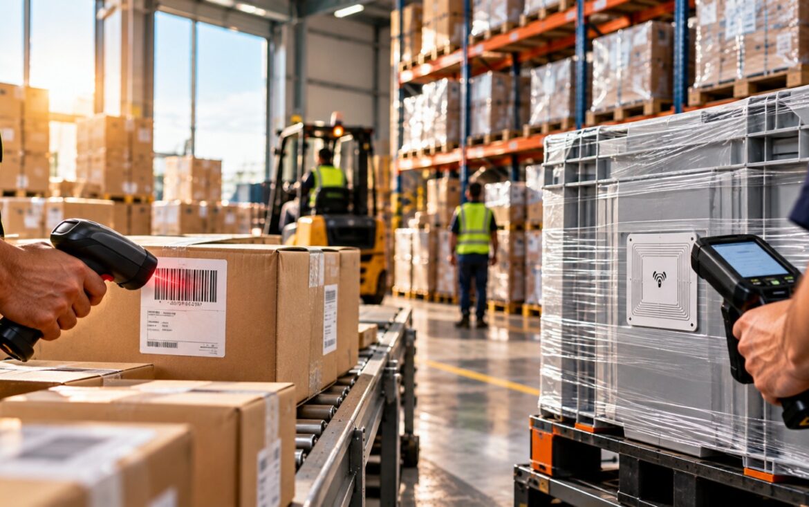 Sticker Printing Dubai for warehouse packaging and barcode label identification